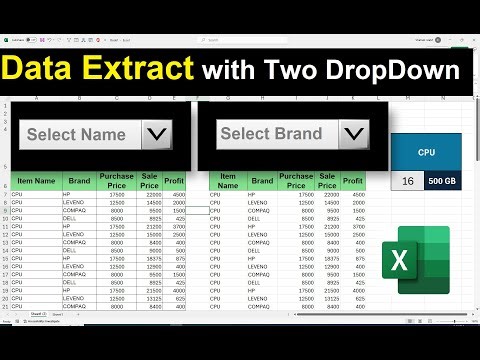 how to extract data in dropdown list in excel