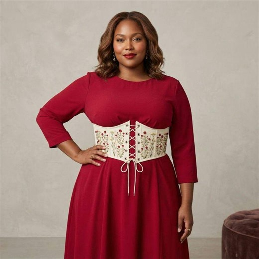 Plus Size Linen Corset • Underbust Embroidered Corset • Elegant Feminine • Waist Belt - Etsy