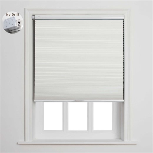 TWOPAGES Aura Blackout No Drill Cellular Shade - Cordless Honeycomb Blinds for Windows, White, 27"x64" (1 Panel)