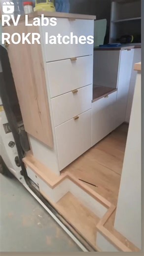 RV labs ROKR latches click locked when you shut them keeping yours drawers and cupboards closed on the road. #vanlife #caravan #trailer #drawerlatches #RV #diyvanbuild | RV LABS