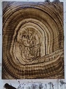 Another demonstration of the Decalcomania technique in acrylics which I used for my recent "Hydra" series. Used materials are acrylic paint diluted with water on a Gesso-primed MDF board. It's important that the Gesso ground is properly sanded because a smooth surface works best with this technique. | Peter Gric