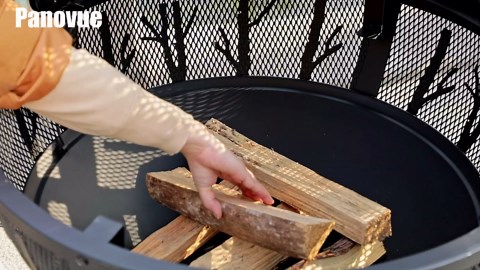 35 Inch Wood Burning Fire Pit with BBQ Grill, Heavy Duty Fire Pits Ball for Outside with Spark Screen & Removable Ash Pan, Outdoor firepit & Fireplace for Bonfire in Garden, Yard