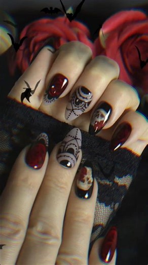 Gothic Skull Press-On Nails 💀 Spooky Nail Art Time-Lapse
