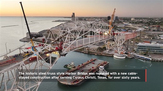 Mammoet successfully completed the removal of the historic US 181 Harbor Bridge in Corpus Christi, Texas, as part of the Texas Department of Transportation's Harbor Bridge Replacement Project, on behalf of our client FlatironDragados. Removing the 2,300t span in one piece minimized impact to the nearby attractions, enabled the ship channel to reopen quickly, and reduced the number of operators working at height on the bridge. After more than 60 years of service to the community, the truss-style 