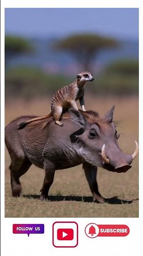 Meerkat Riding Warthog: Caught on Safari Camera!