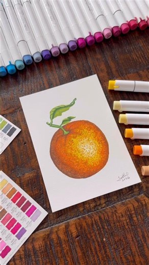 Can I draw a realistic orange with markers? #ohuhumarkers #artist #shorts #realisticdrawing