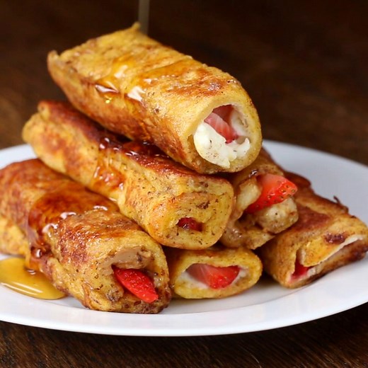 Strawberry Cream Cheese French Toast Roll-up Recipe by Tasty