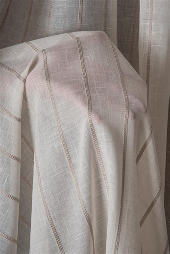 Striped Linen Sheer Curtain – Natural Beige Farmhouse Sheer, Scandinavian Coastal Style - Etsy