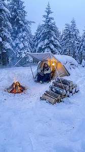 7.3K views · 15K reactions | SURVIVAL in a SNOWSTORM at -15°C | EXTREME WINTER Camping. Bushcraft | Hot Tent 略❄️ . Which country are you following me from? please write  . Nightcat products were used in this video. Nightcat products with a 20% discount with Hakan Karahan, https://bit.ly/4p74fcw . #bushcraftcamp #bushcraft #survival #camping #nightcat | Bushcraft Hakan karahan | Facebook