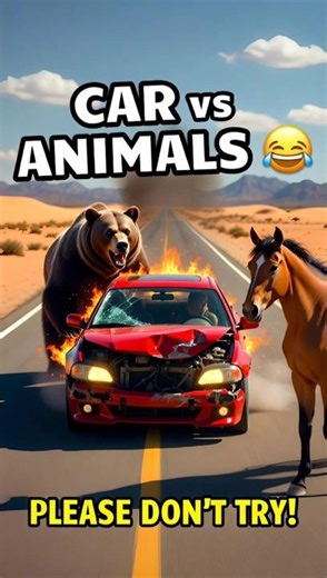 Car vs Wild Animals 😱 Desert Road Simulator | 请勿模仿 | Car Simulator Game