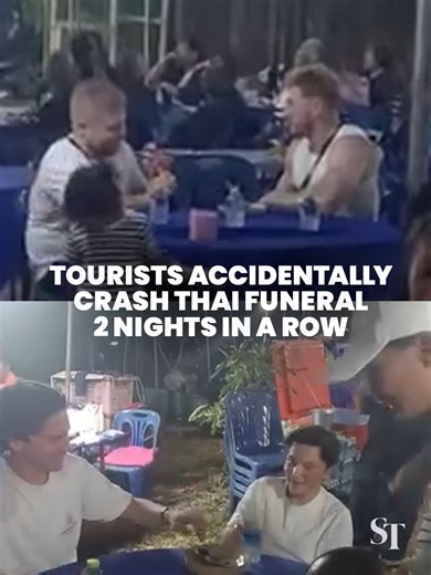 Tourists in Thailand, who were looking for a place to eat, accidentally crashed a funeral 2 nights in a row. They were still warmly welcomed by the grieving family and offered food meant for mourners. #Thailand