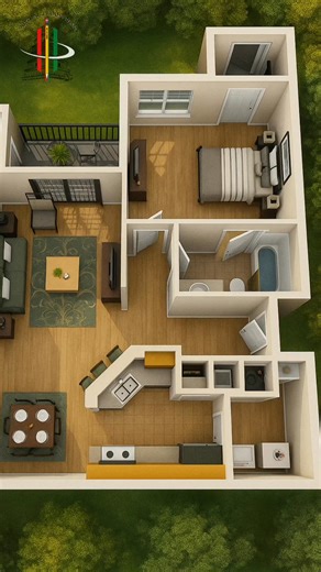One Bedroom Apartment 3D Floor Plan | Smart & Modern Space Design Explore this beautiful one-bedroom apartment 3D floor plan — designed for comfort, functionality, and style. ✨ Perfect for small spaces and modern living, this layout shows how smart design can make a big difference in your dream home. 🏡 Whether you’re a real estate agent, architect, or homeowner, this 3D floor plan gives a clear vision of space and design possibilities. #3DFloorPlan #ApartmentDesign #OneBedroomApartment #Interio