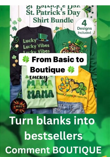 A plain tee is just fabric… But the right design? That’s a seasonal bestseller waiting to happen. This St. Patrick’s Day Shirt Bundle includes 4 trendy, boutique-ready designs that are perfect for turning basic blanks into profit pieces. ✨ Who it’s for: Boutique owners, sublimation sellers, and crafty creators ready for their St. Patrick’s Day drop. ✨ What you can use it for: • Long sleeve tees • Sweatshirts • T-shirts • Seasonal pop-up collections • Quick holiday launches No guesswork. No overt