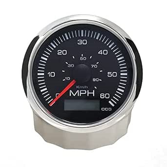 ELING 85mm GPS Speed Gauge Speedometer 0-60MPH for Marine Boat Yachts (Black+Stainless Steel)
