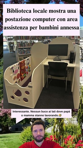 Biblioteca Locale Mostra Postazione Computer con Area Bimbi Integrata 💻👶