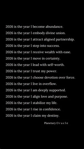 🔥🔥This isn’t a list of wishes — it’s a declaration of who you are becoming. 2026 is the year you stop waiting and start embodying. Abundance, divine union, aligned partnership, success, and stability are no longer things you chase, but states you choose to live from. You move with certainty, lead with self-worth, trust your power, and receive with ease because devotion has replaced force. Love and purpose align, confidence rises, and life begins to support you in visible ways. This is the year