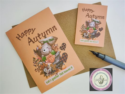 Happy Autumn Printable Greeting Card: Foldable Blank Card (digital Download) - Etsy
