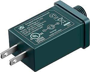 Feekoon 1 Pack Replacement Yard Inflatable Adapter, 12vdc 1a Power Supply Adapter for Christmas Tree Lights, Halloween Christmas Inflatable Decoration, Class 2 Power Supply 120v 60hz Inflatable Plug
