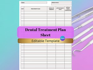 Dental Treatment Plan Documentation Sheet | Treatment Planner Log | Dental Treatment Document | Dental Chart Sheets | Dental Intake Forms - Etsy