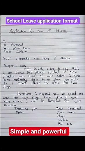 "How to Write Leave Application in English for School 📚✨"
