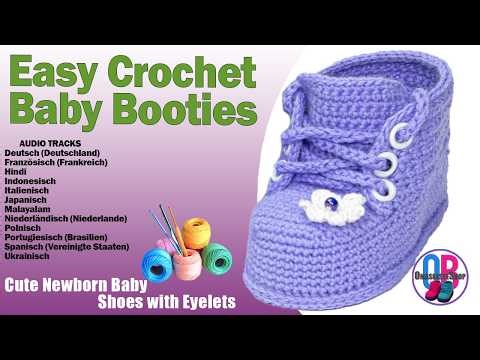Easy Crochet Baby Booties 👶 Step-by-Step Tutorial | Cute Newborn Baby Shoes with Eyelets