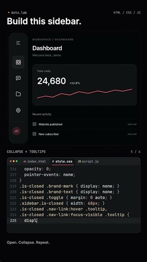From HTML to a smooth sidebar 👀 | CSS & JavaScript