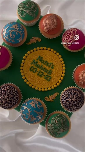 Stunning Mehndi Cupcake Platter for Desi Weddings