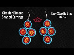 Circular Diamond Shaped Seed Beads Earrings - Tutorial. How to Make DIY Seed Beads Earrings?