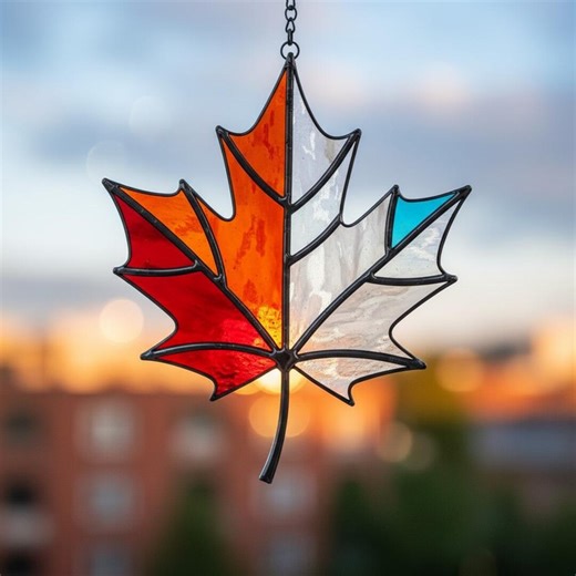 Maple Leaf Stained Glass Pattern, 0.5mm Precision Line SVG PDF, Cricut Ready - Etsy