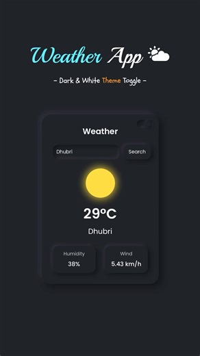 Weather App using html css and js 🌧️ #shorts #youtubeshorts #coding #weather