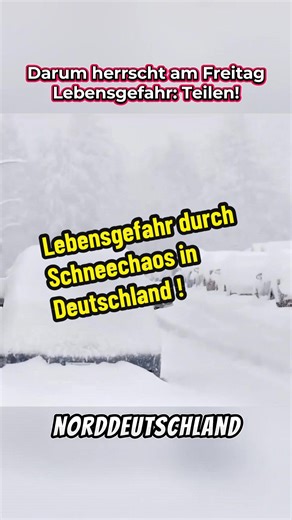 Die nächsten 5 Tage herrscht in Deutschland Lebensgefahr durch extremen Schnefall und Schneestürme. Insbesondere Nord und Ostdeutschland sind betroffen. #deutschland #winter #wetter #schnee #unwetter