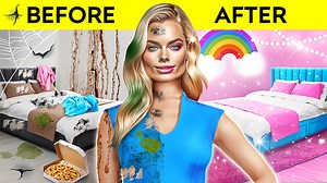 Extreme rich vs poor doll room makeover || diy cheap crafts vs expensive gadgets by 123 go! Trends | 123 GO FOOD