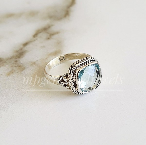 Flawless Brazilian Aquamarine Rings-natural Aquamarine Engagement Ring-aquamarine Art Deco Ring Filigree Ring-925 Sterling Silver Jewelry - Etsy