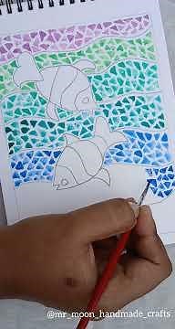 🎨 Colorful Fish Mosaic Painting 🐠 | Easy Art Idea for Beginners #Shorts #ArtInspiration #DIYCraft
