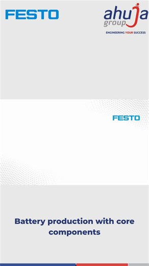 Festo Solutions for Battery Manufacturing – Now in Rajasthan via Ahuja Group From electric vehicles to advanced energy storage, battery production demands precision, cleanliness, and speed. This video highlights how Festo’s core components are engineered for: Cleanroom compatibility High-speed automation Compact & energy-efficient operation Reliable performance in harsh production environments Plug-and-play modular systems 🤝 Exclusively supported in Rajasthan by Ahuja Group. Serving industries 