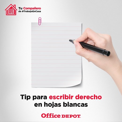 Ayuda a tus hijos a escribir derecho sobre hojas blancas durante su #EstudioEnCasa Compra en https://bit.ly/37IkSpj con envío a domicilio o si lo prefieres recoge en tienda. Descarga la App. Consulta restricciones en tienda o en www.officedepot.com.mx | Office Depot México