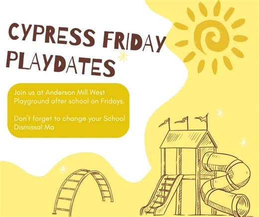 Cypress Elem PTA #1LISD on Instagram: "Fun Fridays are back! Join us after school across the street from school 🏫➡️🌳. We’ll let the kids work out their wiggles 🤸‍♀️🤸‍♂️ while parents catch up and connect.💬 New and returning friends are always welcome. TGIF! 🙌 🔔Don't forget to update your School Dismissal Manager by 1:30pm: https://cypress.leanderisd.org/parent_resources/sdm-school-dismissal-manager"