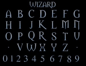 3D alphabet of wizard fantasy alphabet