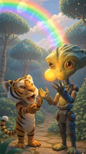 alien and tiger friendship #3danimation #viral #funny #shortvideos #art #alien #comedy