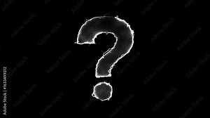 Question mark animation, Neon Glowing pop up question mark on Black Background, 4k question mark confused Overlay Chroma Key Loopable - 4K stock video. Concept of What When Where Why and how to, Alpha