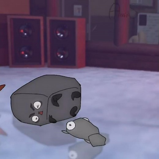 ICE FLOOR MAYHEM! 👉👈😗 ,, that damn pebble #dandysworld #animation #flipaclip #funny