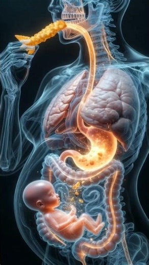 Pregnant Mom Eats Fish Fry 🐟 | Watch Baby Smile Inside Womb (3D Medical Animation)#shortsfeed