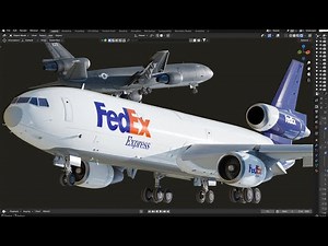 Airplane 3D modeling process ( DC-10 ). Blender timelapse