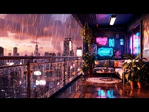 Sunset Balcony Lofi Hip Hop Radio ☔Chill Music Lofi Rain for Focus, Study & Holiday Calm