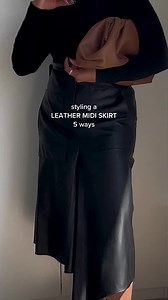styling a leather midi skirt 5 ways 🖤 #fallstyle #leatherskirt #howtostyle #ootd #styleinspo #over30style #outfitideas