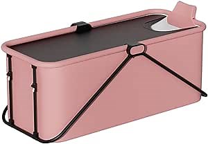 Portable Foldable Bathtub for Adults, Expand with One Click Separate Family Bathroom SPA Tub, Soaking Tub for Shower Stall, Collapsible Bathtub Ice Bath Barrel,Pink