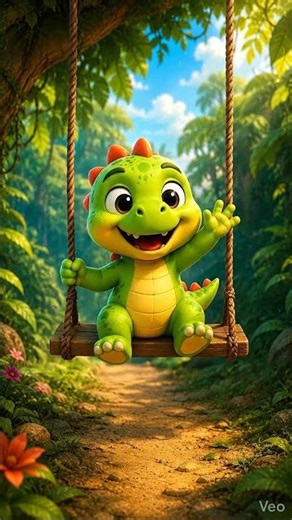 🦖 Curious Dino Loves Swinging! 🎠