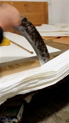 cool technique of cutting stacks of paper using a unique knife #shorts
