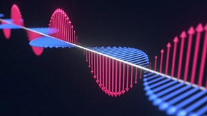 Electric and magnetic fields associated with an electromagnetic wave, conceptual looping 3D animation
