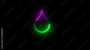 Water drop neon glowing icon blood drop loop motion graphics video Animation of drop of blood with isolated on transparent